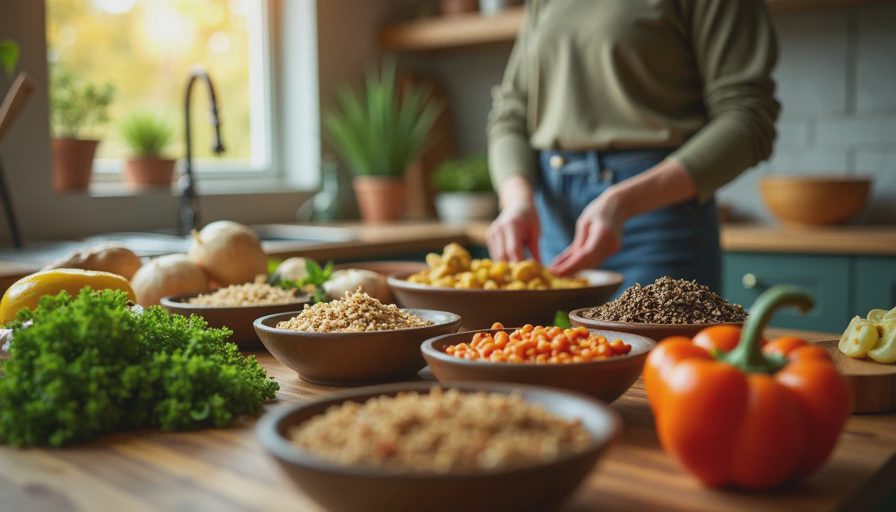 Visual context for high protein vegetarian recipes